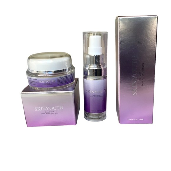 SKINYOUTH Sealed Enhanced Skin Rejuvenation Pump Serum & Cream Lot of 2 - Picture 1 of 7